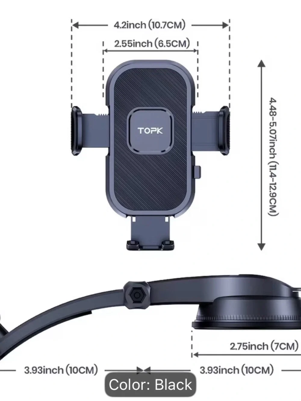 Black Car Vent Phone Holder - Secure Mount for Smartphones